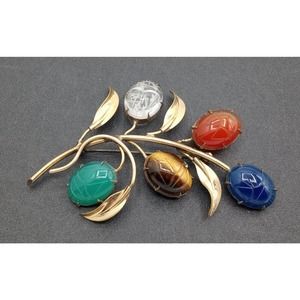 Vintage Real Gemstones Brooch Pin